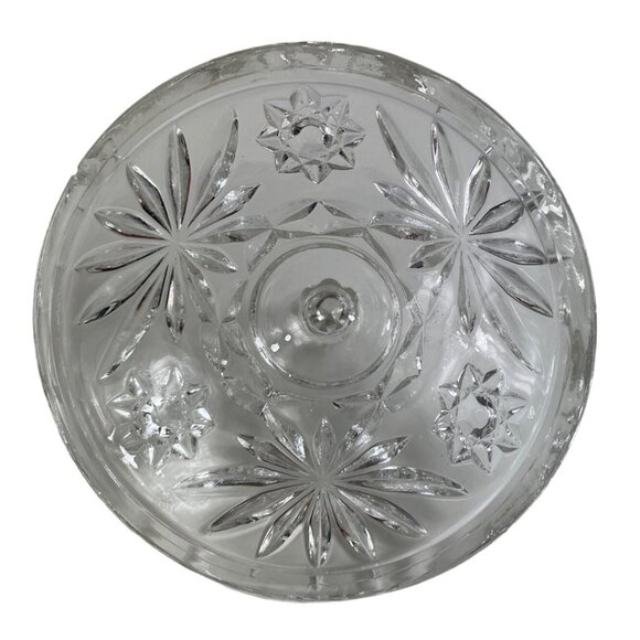 Anchor Hocking Prescut Clear Glass Candy Dish & Lid Pressed Star/Fan Design - Picture 5 of 11
